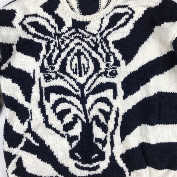 Hand Knit Black White Zebra Sweater - Picture 7 of 10